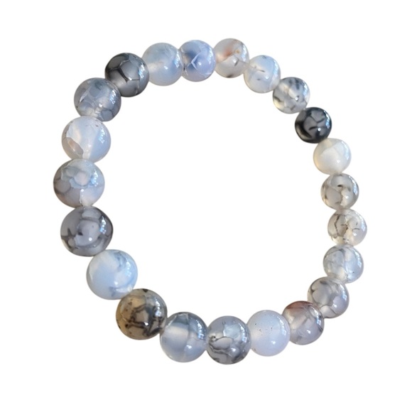 Dragon Vein Agate All Natural Crystal Stone Bracelet With Healing Properties - Picture 9 of 11